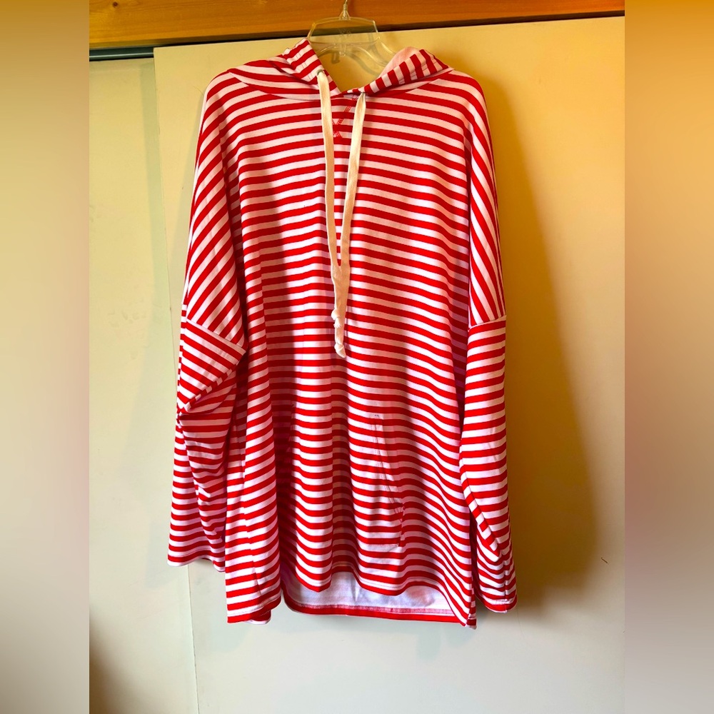 Michele Mae Red and White Striped Hoodie 3xl